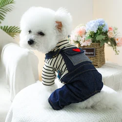 1PC Pet Clothing Spring and Autumn Love Retro Four Legged Strap Pants Suitable for Small and Medium sized Dogs