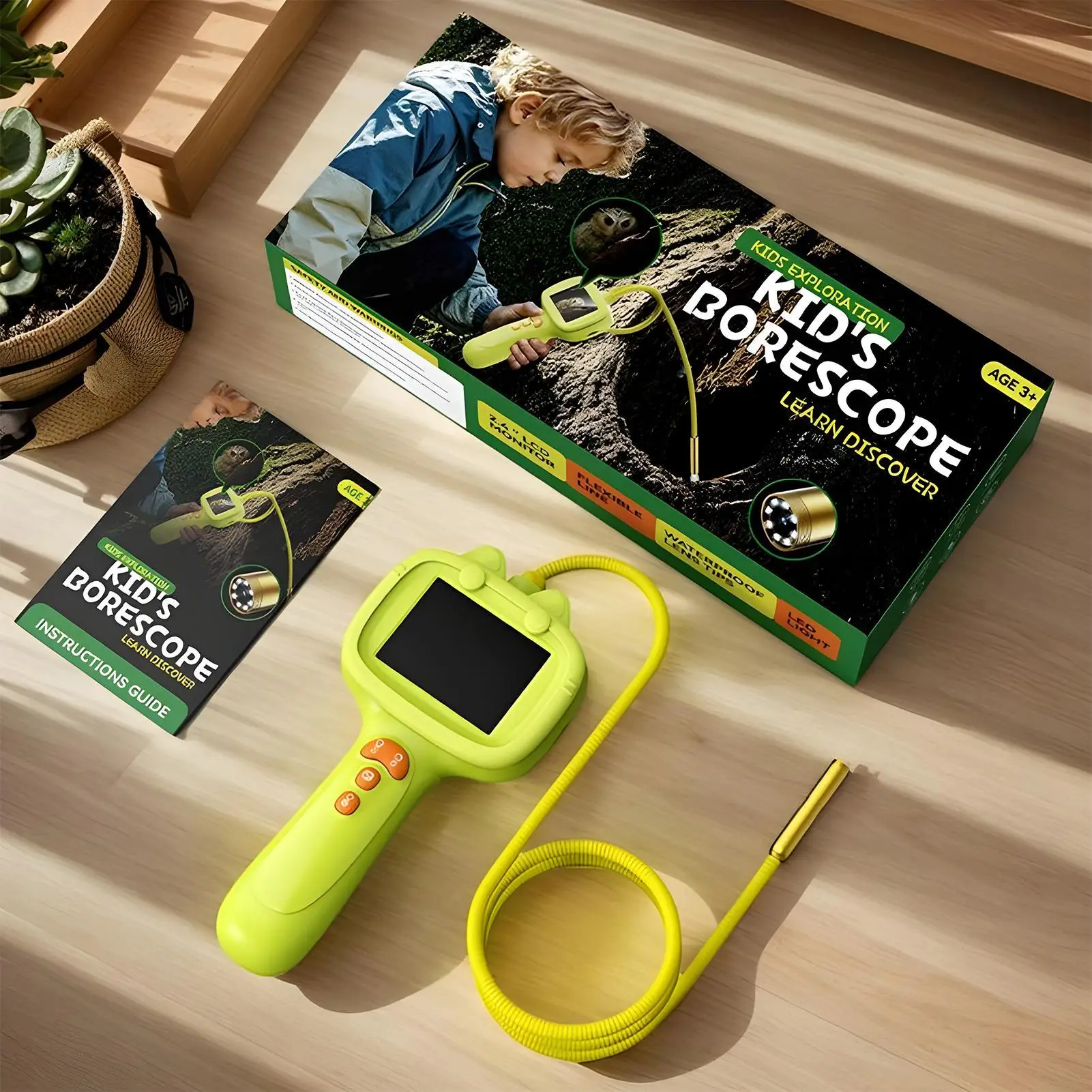 

Mini Kids Endoscope 2.4 Inch Pocket Microscope Digital Toys Pocket Microscope With Light For Christmas Birthday Girls Boys