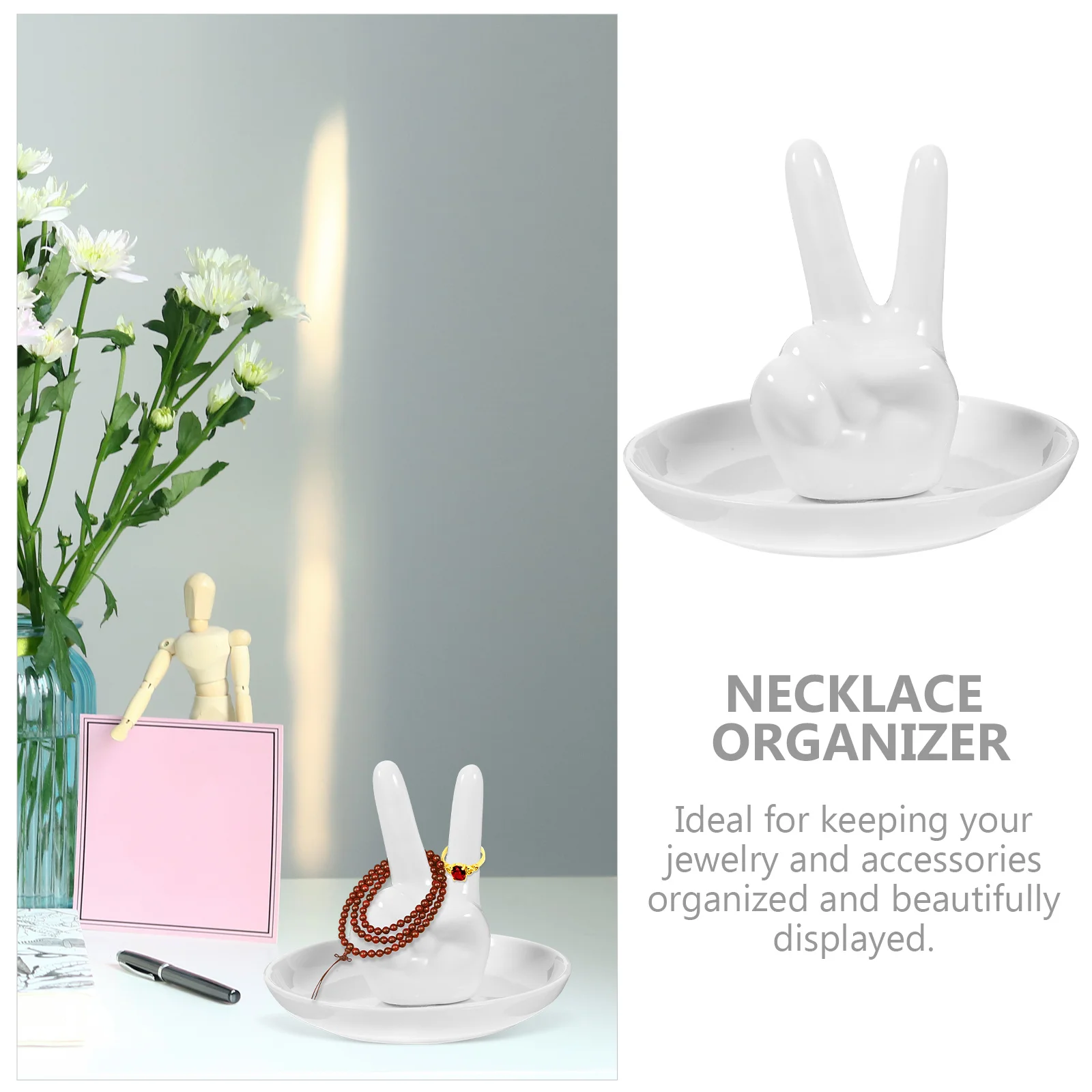 

Ceramic Ring Tray Creative Gesture Design Jewelry Display Organizer Rustic Color Small Jewelry Dish Decorative Trinket Storage