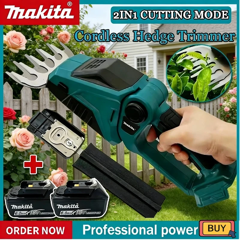 

Makita Cordless Hedge Trimmer 2-in-1 Mini Handheld Electric Grass Shear Operated Shrubbery Trimmer for Garden For Makita Battery