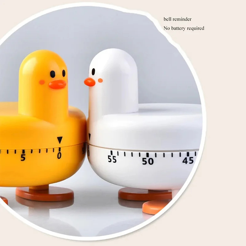 Cute Duck Mechanical Kitchen Timer, Christmas Holiday New Year 60-Minute Wind Up Dial Countdown Egg Reminder No Batteries