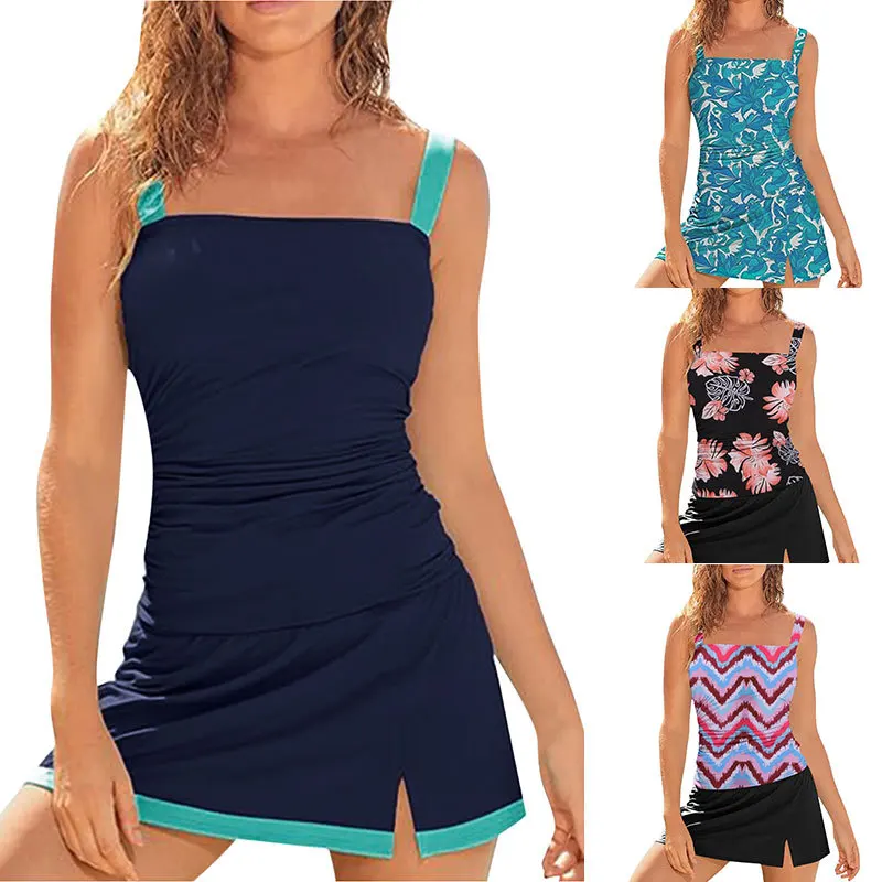 새로운 대외 무역 수영복 섹시한 양복 튜브 탑 서스펜더 스커트 Tankini Split 여성 Amazon 수영복 Cw2074