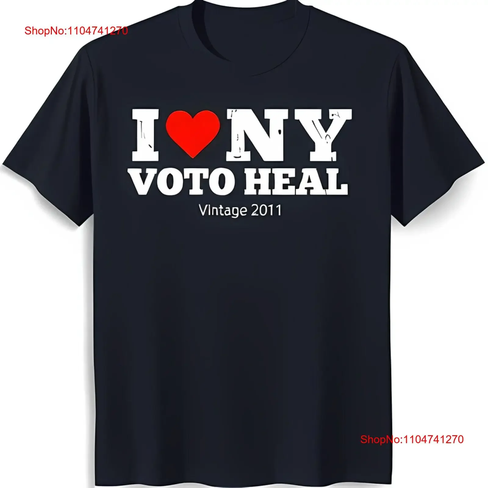 

Stylish Black T Shirt with Vintage 'I Love NY VOTO HEAL 2011' vintage Washed Versatile Stretched designer clothes