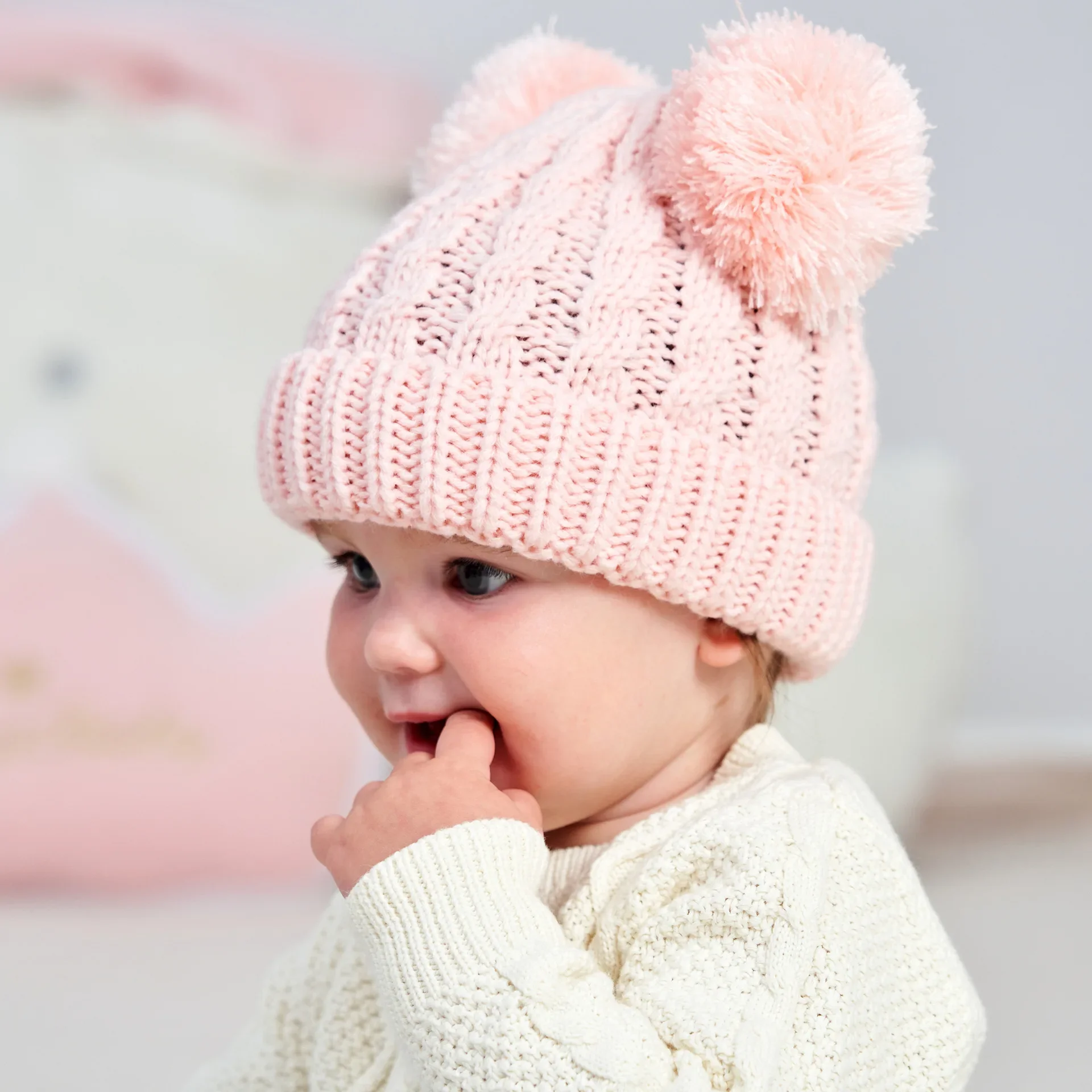 Herbst Winter Baby Hut für Mädchen Mütze Motorhaube Kinder niedlichen Pompons Strick mützen solide Neugeborenen Accessoires wärmer Zeug Kleinkind