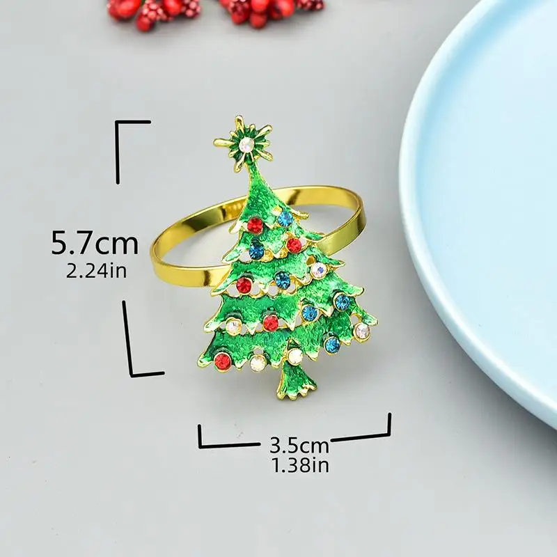 Shiny Xmas Tree Christmas Napkin Rings 2025 New 8Pcs Table Ornaments for Home New Year Banquet Party Decor Supplies