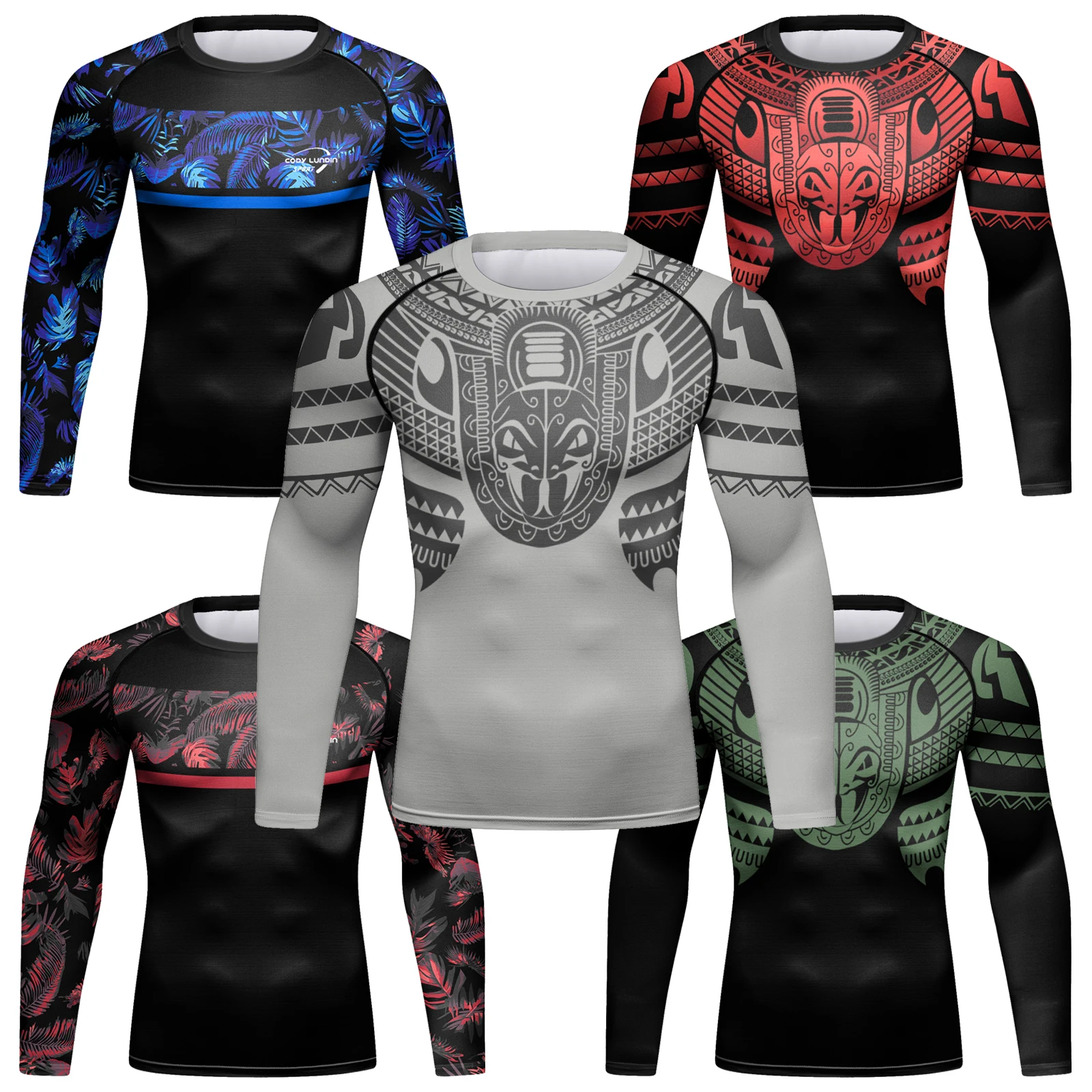 Men MMA Compression Shirts Mma Rash Guard Tops Rashguard Rash vest For Male Sport Running T-shirt Workout Bjj Boxing Clothing