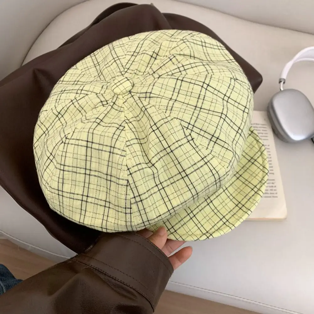 جديد Ins الأخضر منقوشة سحابة القبعات Y2k الربيع الصيف موزع الصحف قبعات عادية Harajuku الرسام قبعة في الهواء الطلق