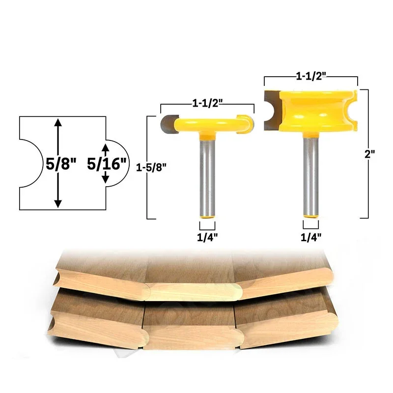 2 ชิ้น/เซ็ต 1/4 "6.35MM Shank Milling เครื่องตัดไม้แกะสลักขลุ่ยและลูกปัด Router บิตชุดเครื่องตัดไม้ Tenon เครื่องตัดไม้เครื่องมือ