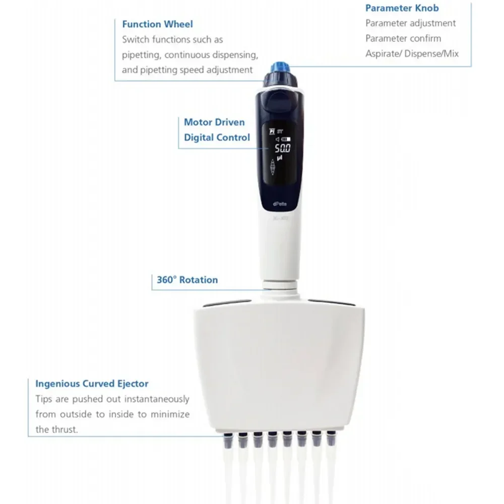 Multichannel Adjustable Volume Multifunctional Eight-channel Electronic Pipette