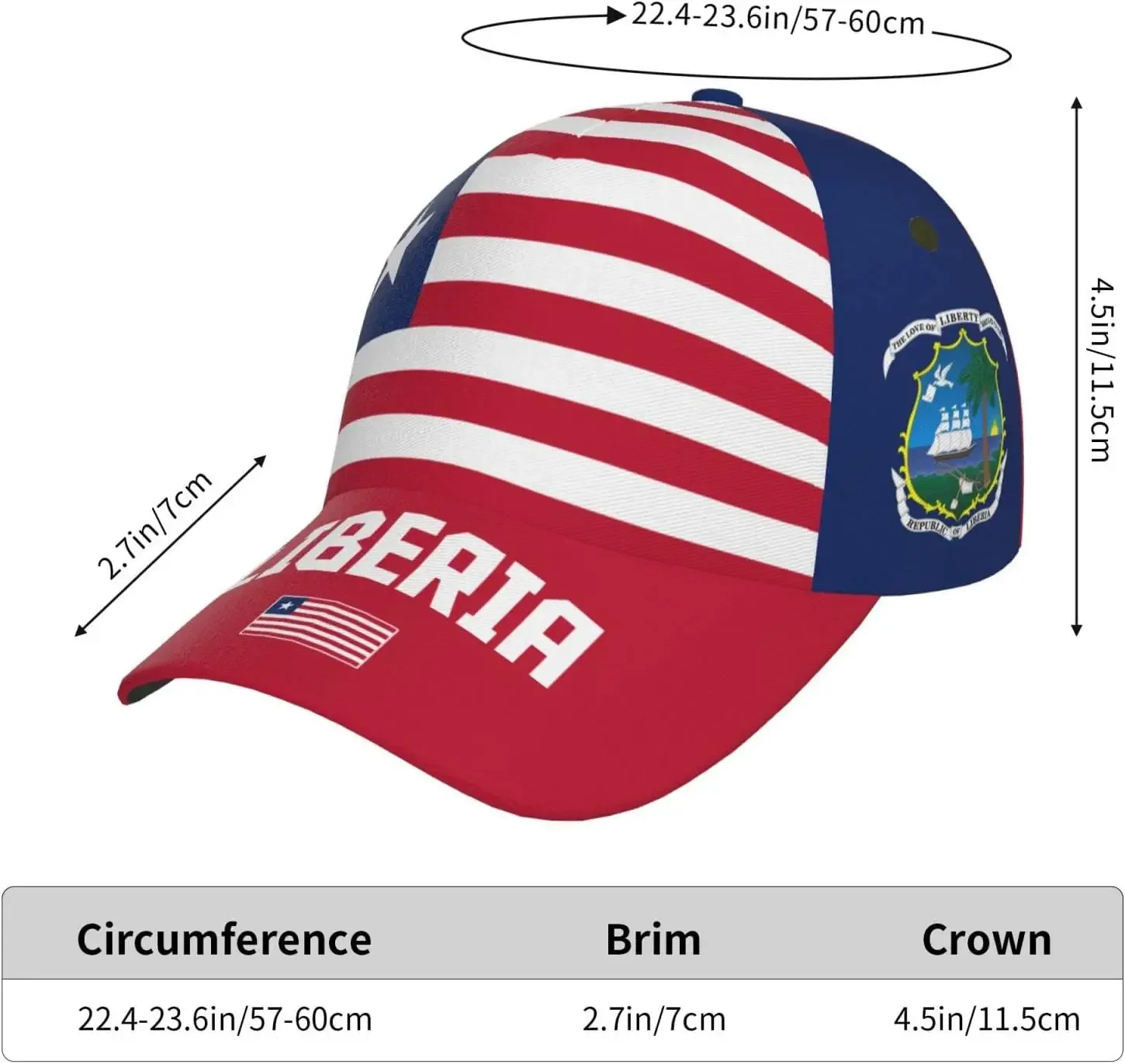 قبعة بيسبول ليبيريا بعلم ليبيريا قبعة أبي للرجال قبعة رياضية عصرية قابلة للتعديل بطباعة كاملة عالمية لجميع المواسم باللون الأسود