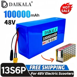 13S6P 48V 100Ah Lithium-ion battery pack100000mAh For 54.6V 2000W electric scooter and bicycle battery, built-in 50A BMS+charger