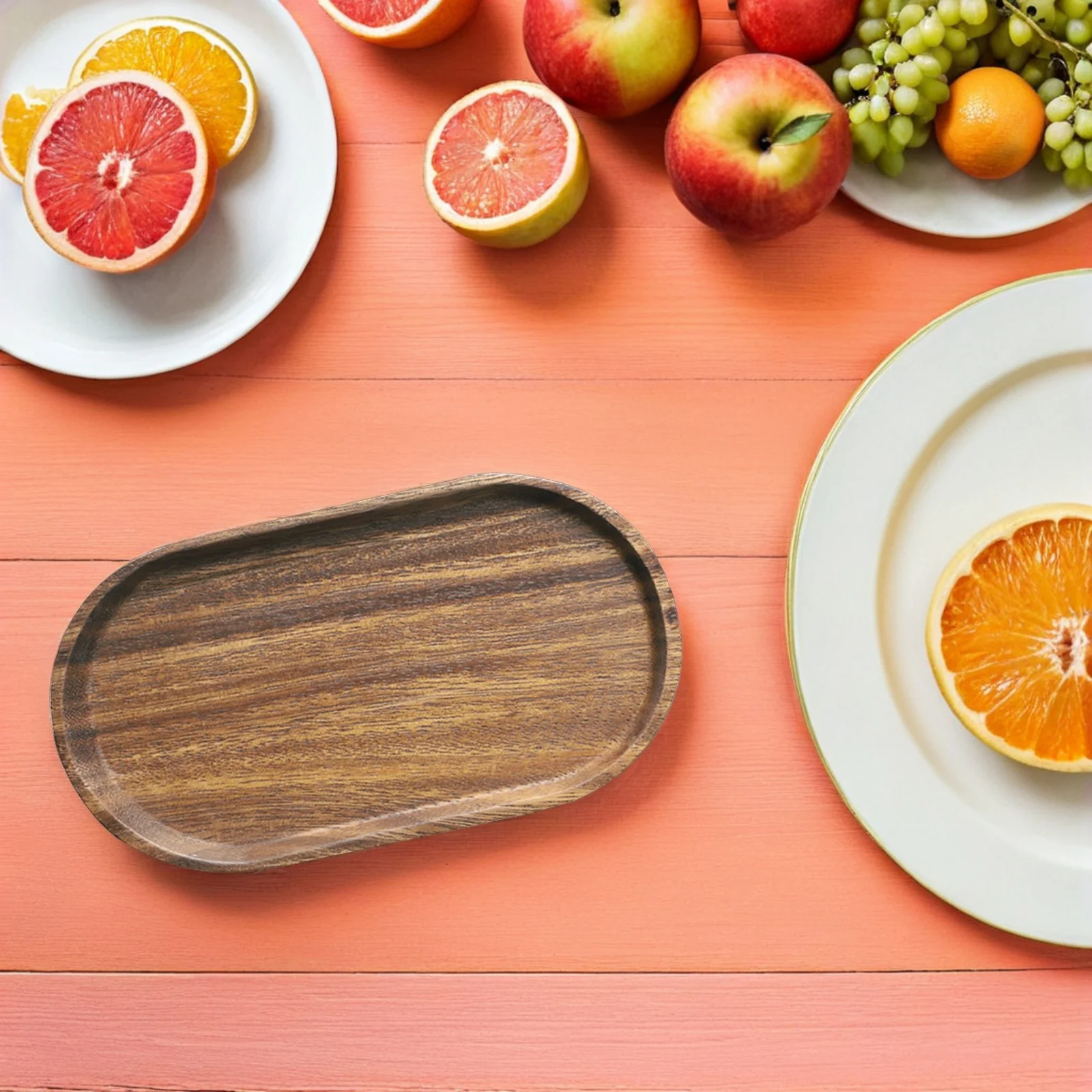 2Pcs Wooden Refreshment Serving Trays Food Platters for Kitchen Tea Snack Dessert Display Cookie Plate