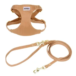 No Pull XXS Puppy Harness with Multifunction Dog Leash Soft Adjustable No Choke Escape Proof Pet Harness Vest Caramel Dog Chest