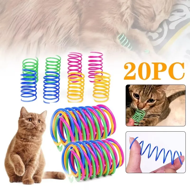 4-40Pcs Pet Cat Toys Wide Durable Heavy Gauge Cat Spring Toy Colorful Springs Cat Pet Toy Coil Spiral Springs Pet Intera