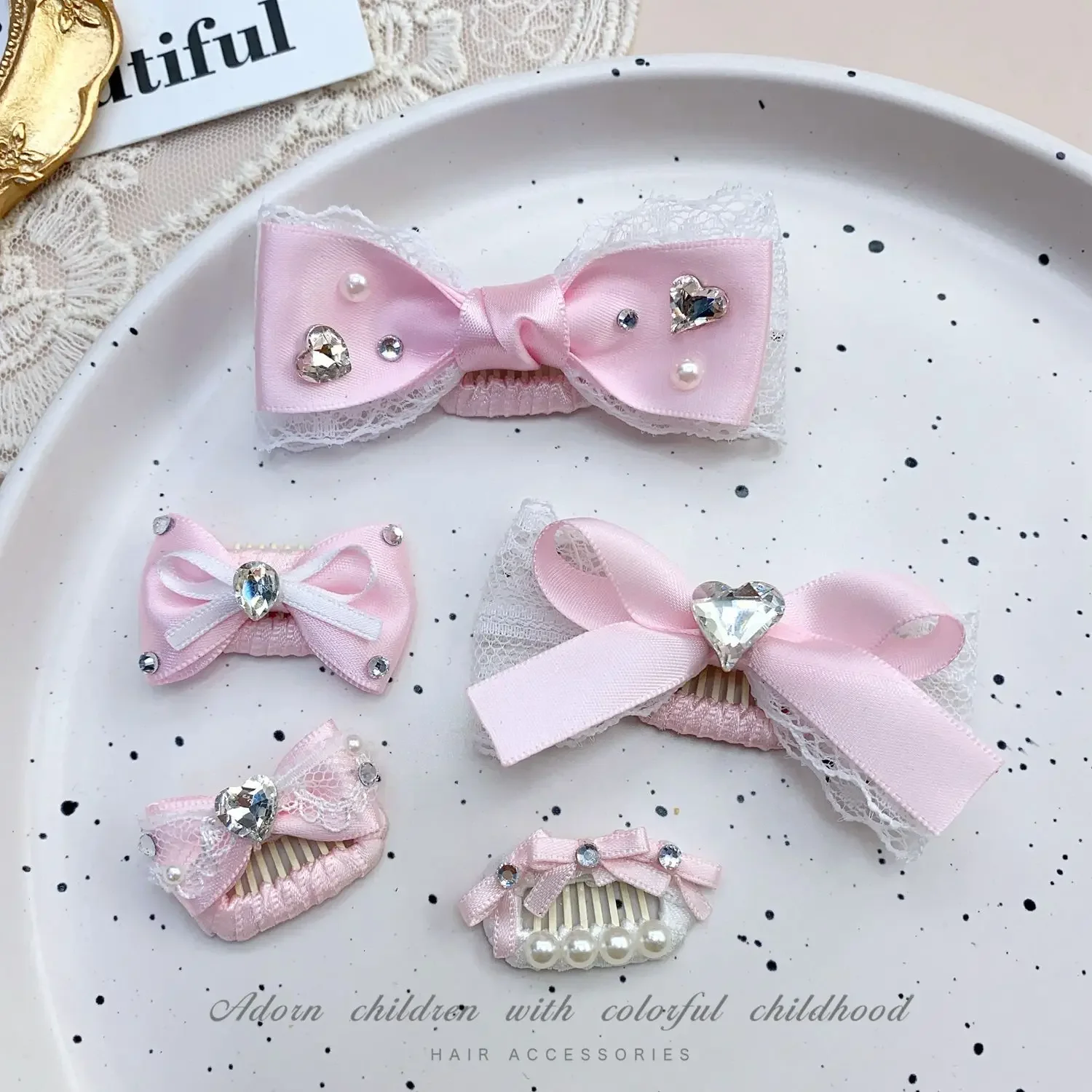 Pet Hair Clip Hair Accessory Pink Bow BB Clip Dog Rhinestone Pearl Headband Marzis Yorkshire Teddy Bear Puppy Accessories