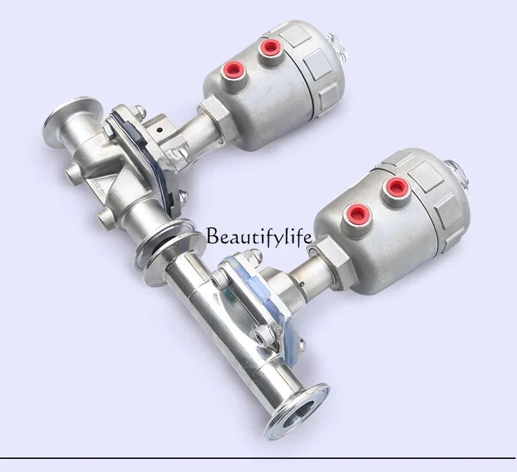 Stainless Steel Head Cylinder Pneumatic Diaphragm Valve Normally Closed Open Double Film Quick Installation Pneumatic