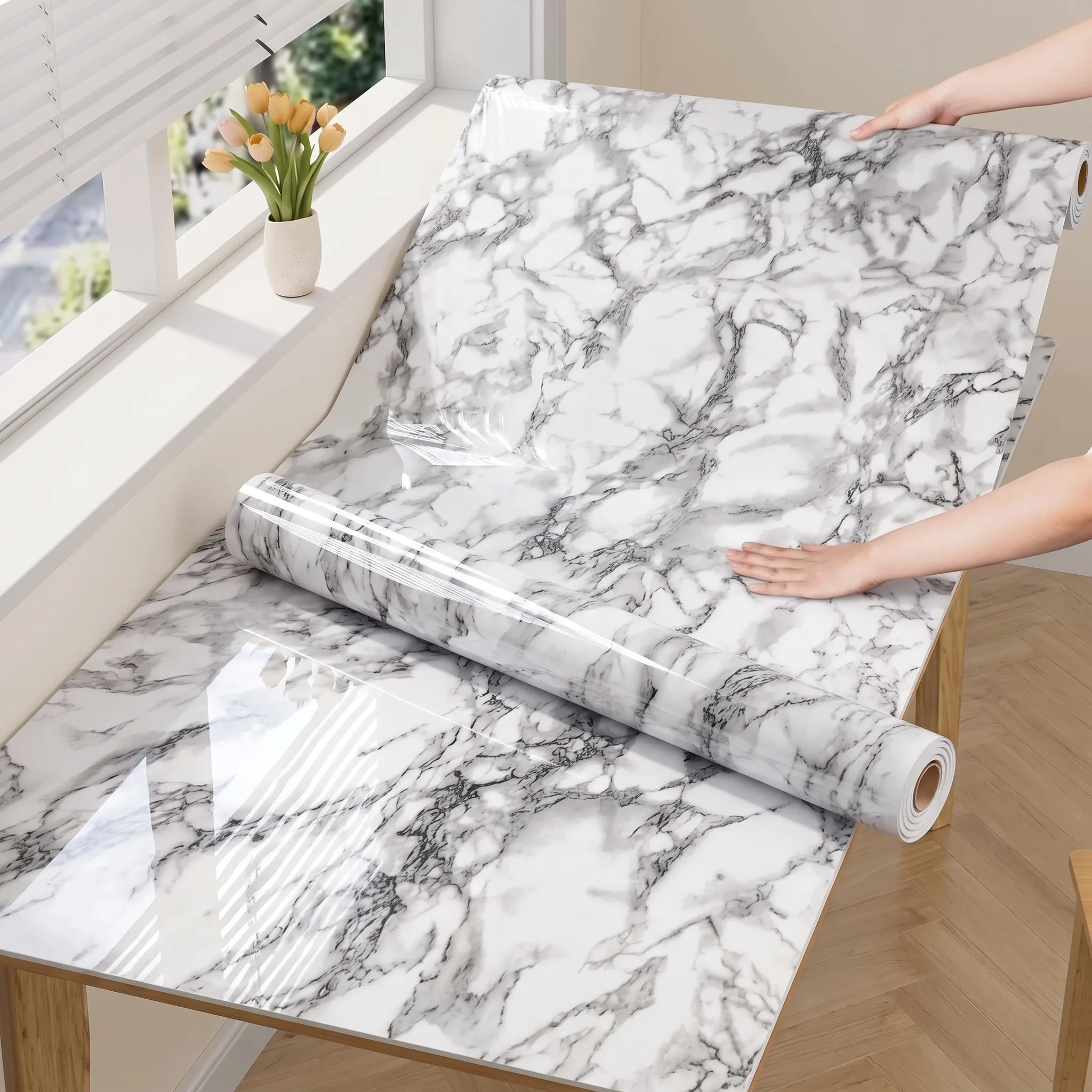 Marble Kitchen Oil-Proof Film Self-Adhesive Waterproof Stove Moisture-Proof Countertop Cabinet Renovation Tile Sticker
