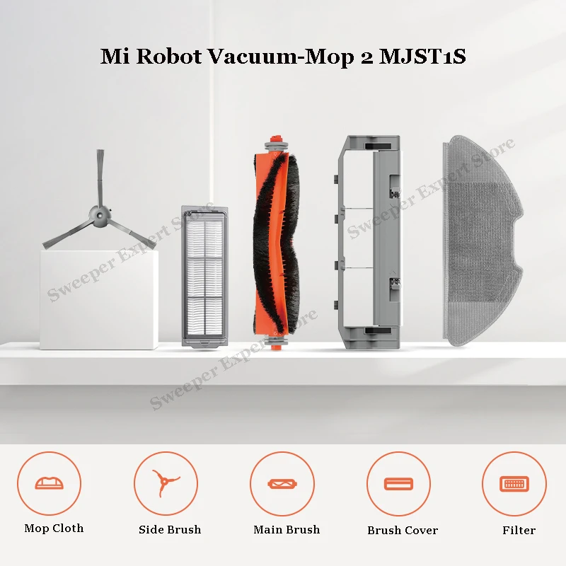 Suku Cadang Penutup Sikat Colth Filter Sikat Utama/Samping Asli untuk XiaoMi Mi Robot Vakum-pel 2 MJST1S Penyedot Debu