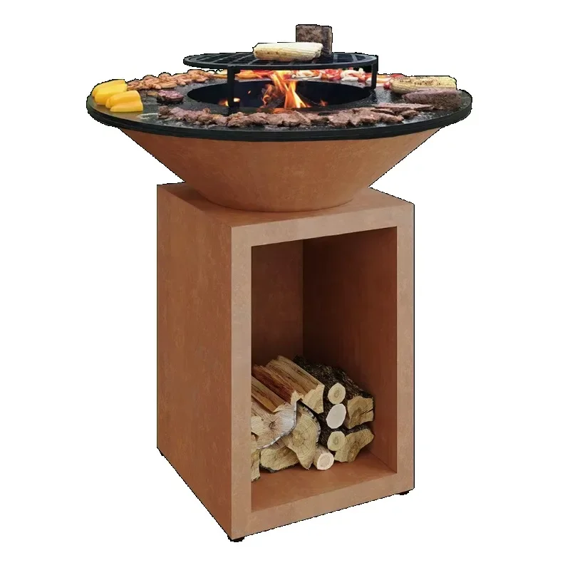 

Heavy-Duty Wood-Burning Cooking Stove BBQ Charcoal Grill Steel Fire Pit