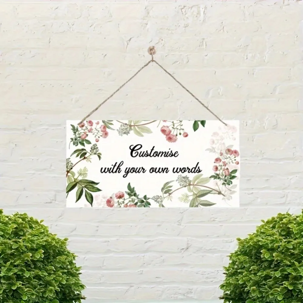 [2D Flat] Custom 2D Flat Floral Wooden Sign Personalized Text Boho Style, Home Office Wall Decor Holiday Gift, Decorative Only