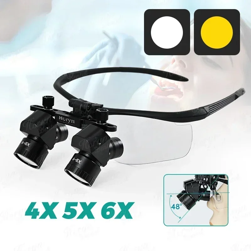 Dentals 48° Loupes Dentals Magnifier 5W Dentals Surgery Medical Headlamp Magnification Binocular 300-600mm