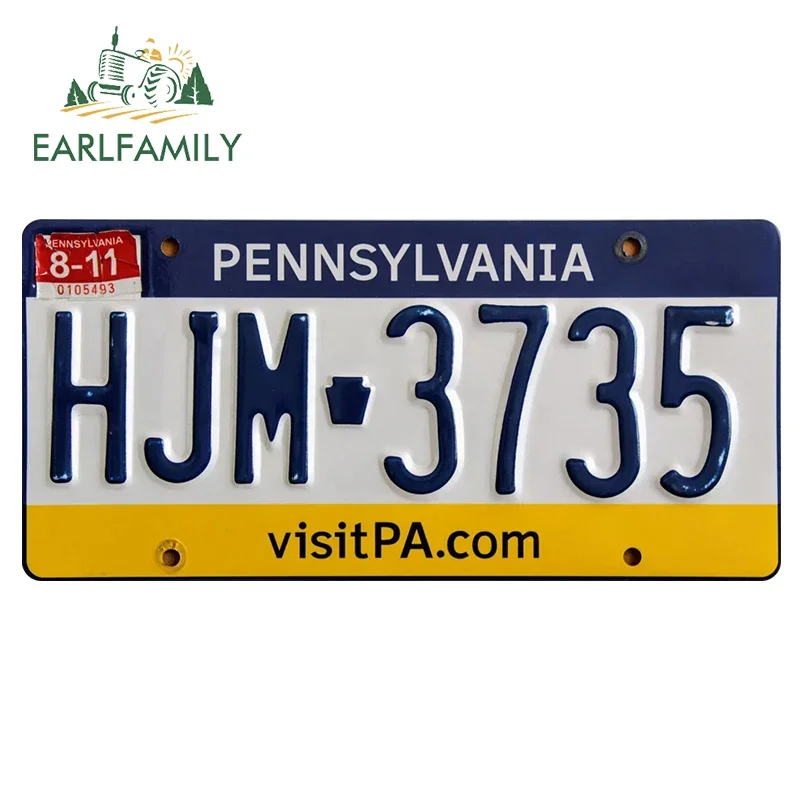 

EARLFAMILY 30cm x 14.4cm for Pennsylvania License Plate Car Stickers Creative Race Car Trunk Decal Scratch-proof ATV Decoration