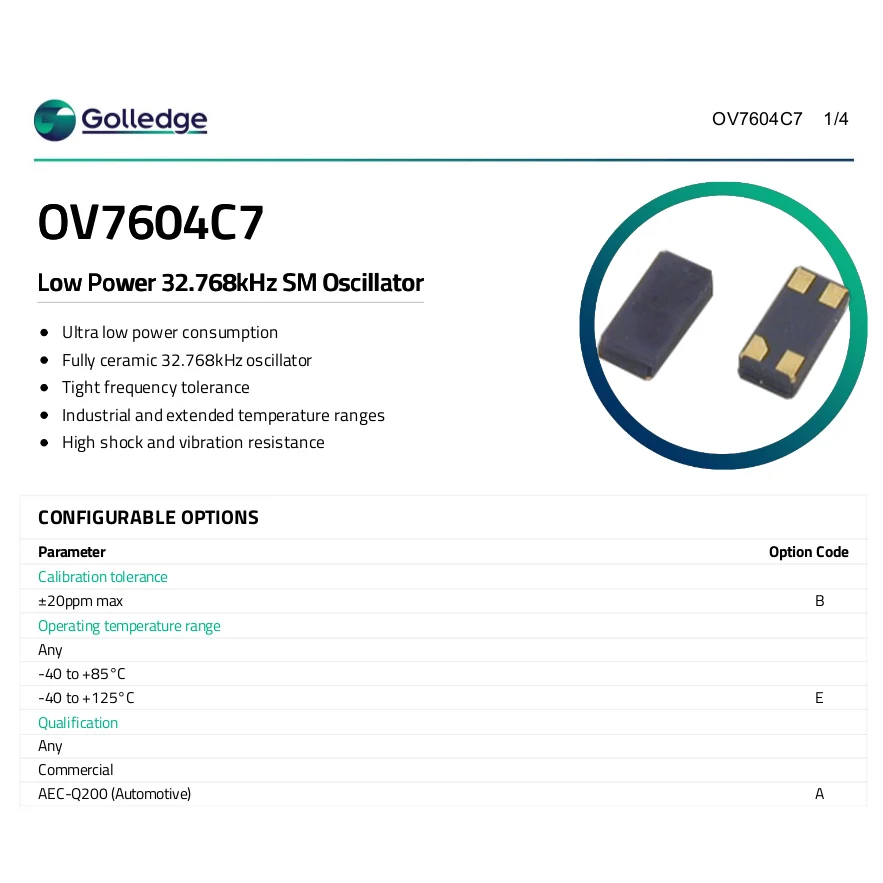 10pcs/lot GOLLEDGE OV7604C7/B Low power OSC 3215 32.768KHz chips Electronic new