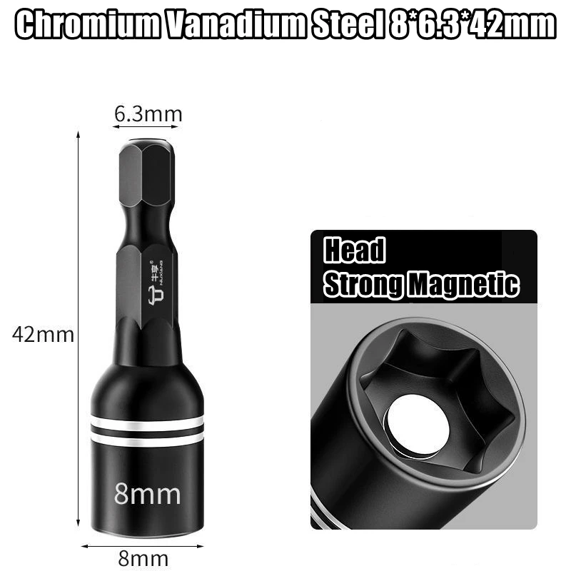 Strong Magnetic Extended S2 Air Cannon Hexagonal Socket, High-quality Vanadium Steel 6mm Electric Wrench Hexagonal Socket
