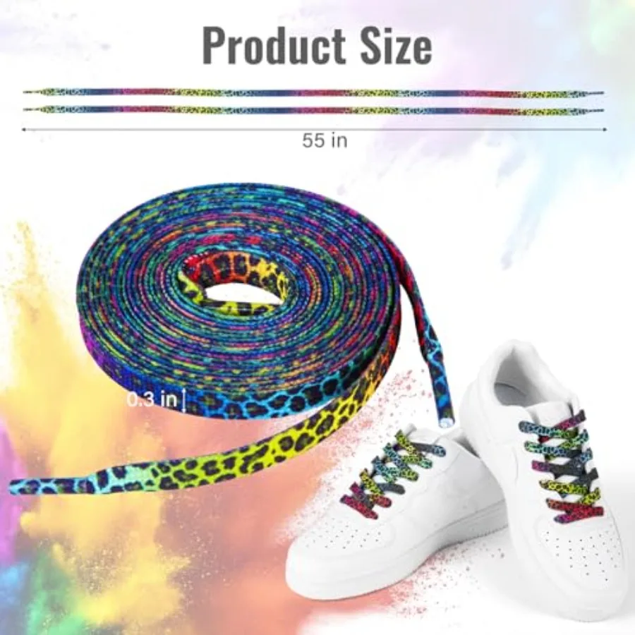 1 P 55 In Leopard Print Raiow رقيقة مسطحة للأحذية الرياضية سلاسل الأحذية الملونة للأحذية الرياضية الدائري وأحذية المدربين الرياضية Lei #2