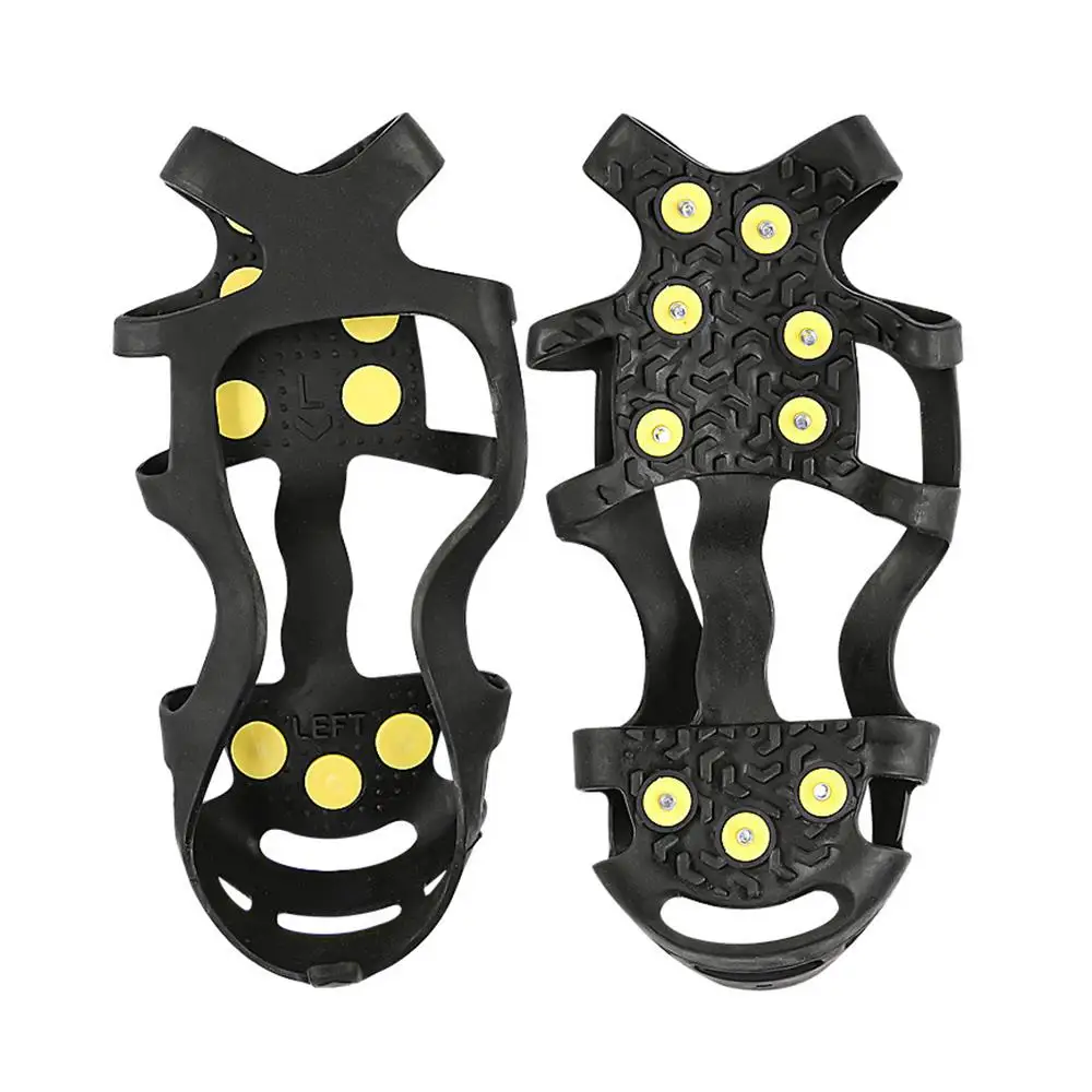 1Pair 9-Studs Snow Ice Claw Climbing Anti Slip Spikes Grips Crampon Cleats Sport Shoe Cover for Women Men Boots Cover Anti-Skid