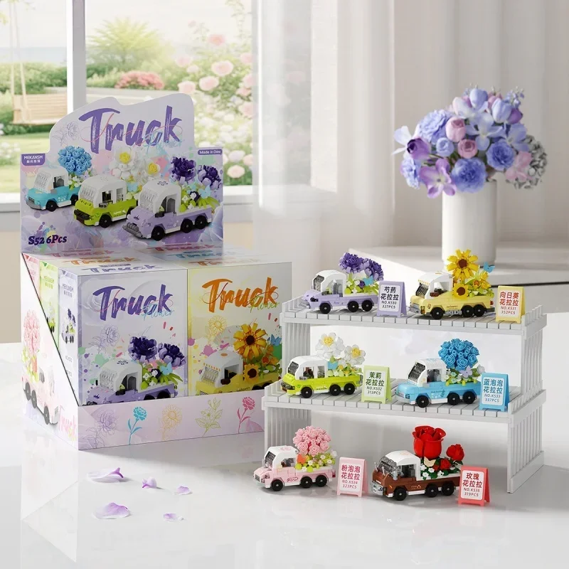 Cartoon Micro Food Truck Street View Micro Building Blocks Toy DIY Assembly Educational Stall Model Toy Children Birthday Gifts
