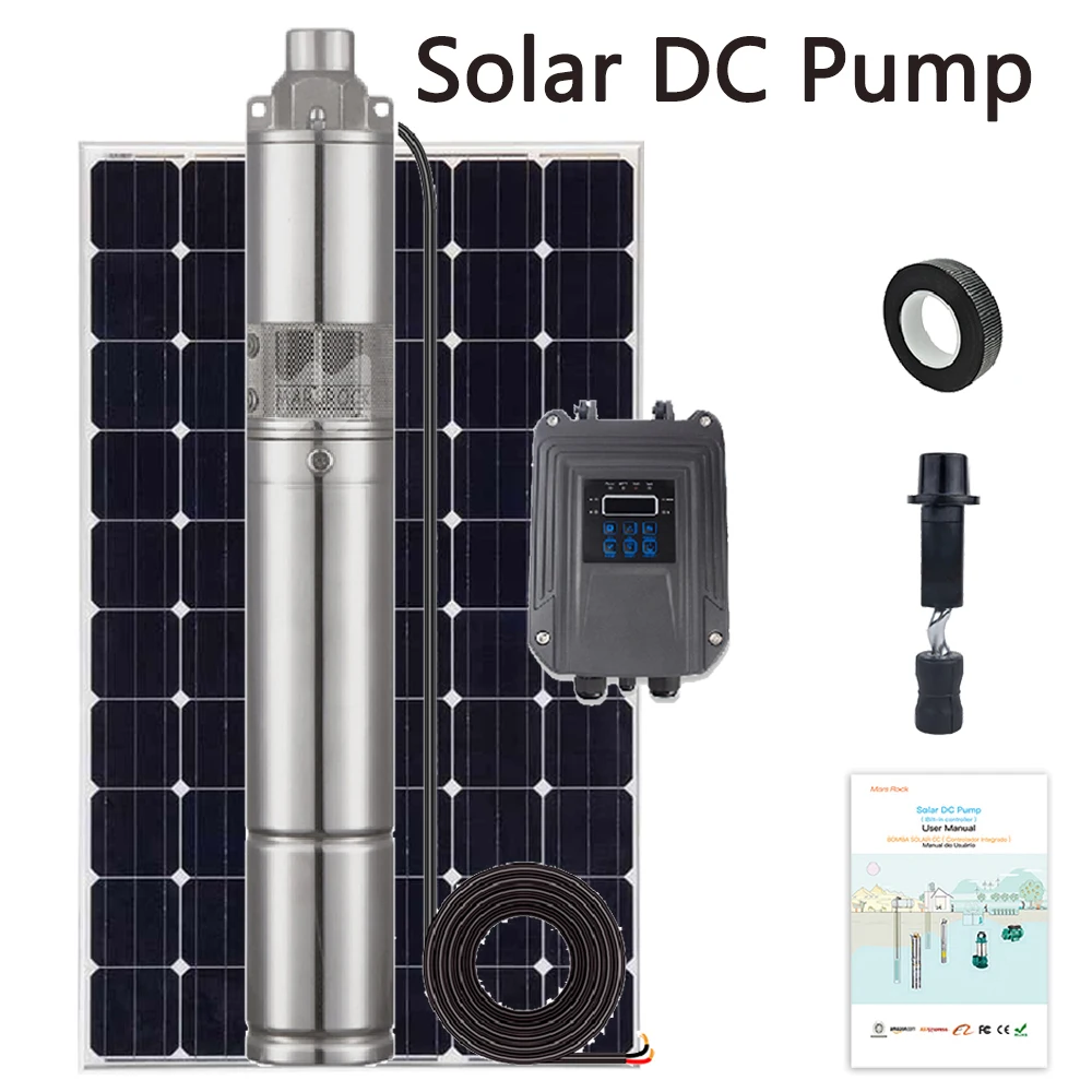 

1200W Solar DC Deep Well Water Pump 72V With MPPT Controller Max Head 180M Solar PV Brushless Stainless Steel Submersible Pump