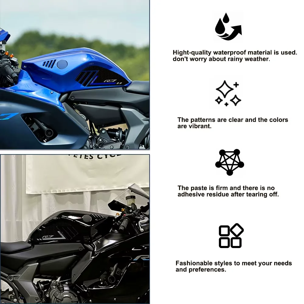 

3D Resin Motorcycle Tank Side Pad Sticker Waterproof Anti-scratch Protector for YAMAHA R7 2021-2024