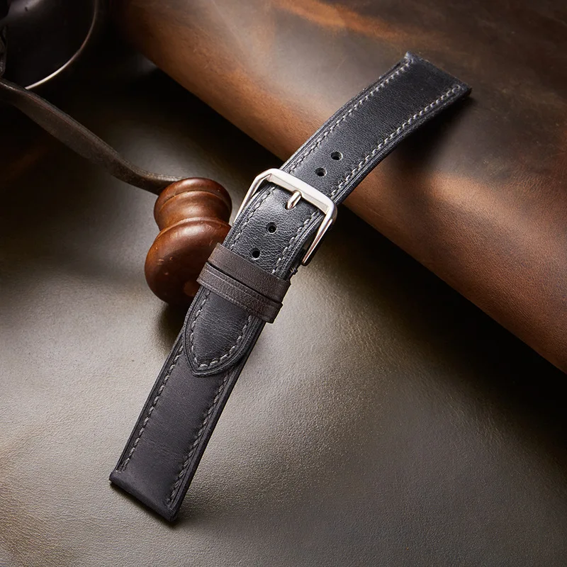 NEW Vintage Handmade First Layer Cowhide Leather Watchband 18 19 20 21 22mm  Cowhide Leather Watchband Watch Accessories