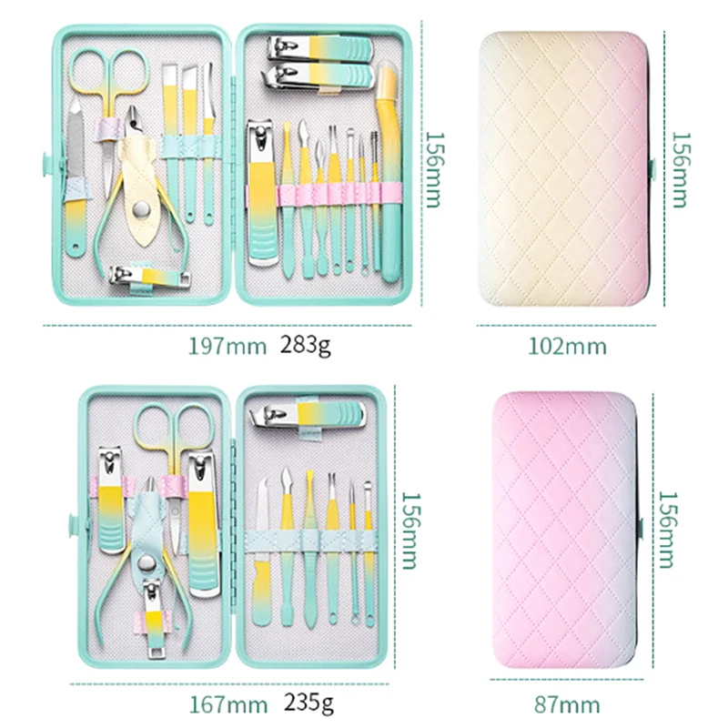 3/10/12/18Pcs Maniküre-set Pediküre Sätze Nagel Knipser Werkzeuge Edelstahl Professionelle Nagel Schere cutter Reise Fall Kit