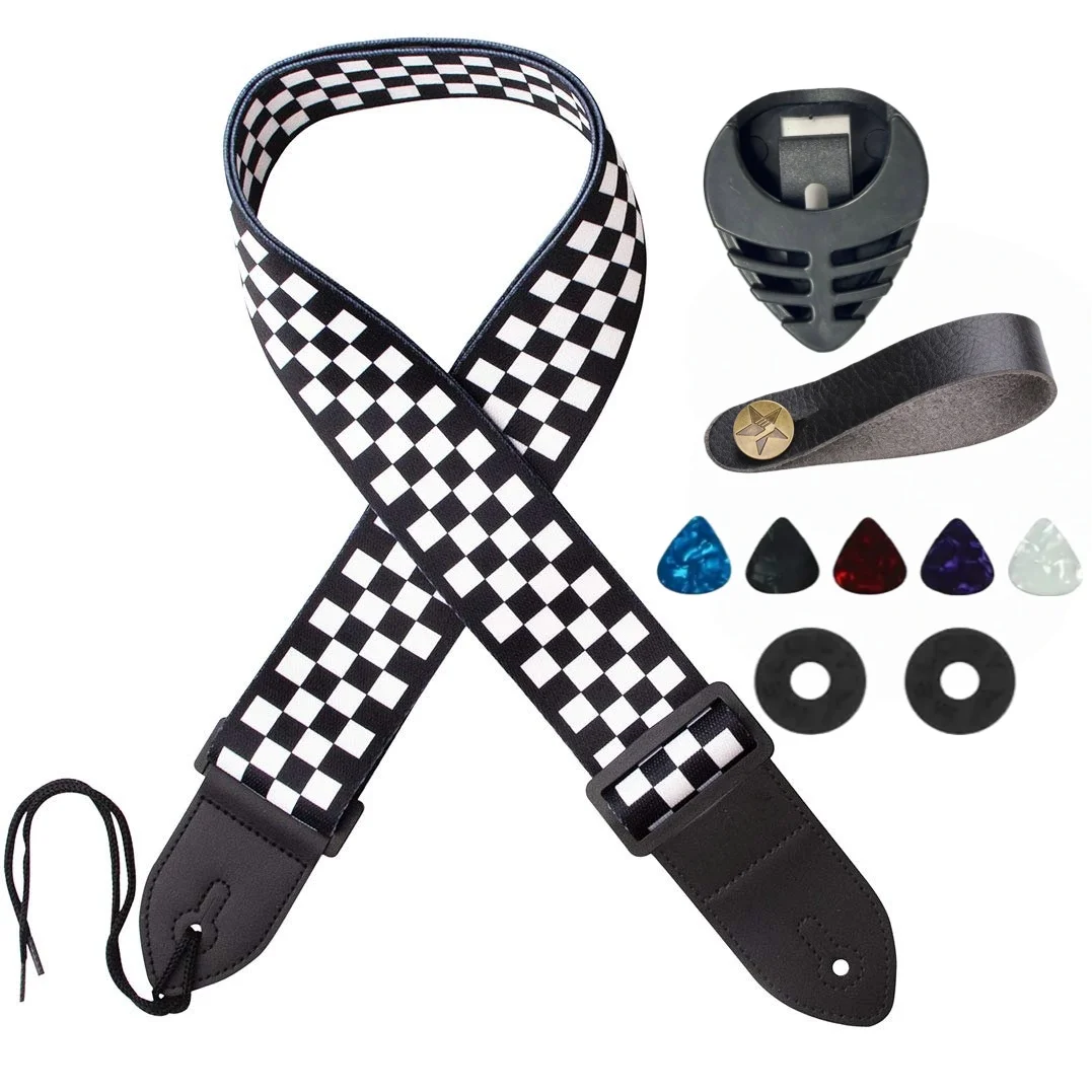 Miwayer Guitar Strap 10Pcs/set/Adjustable /Long Leather Ends/Includes Guitar Picks Strap Locks/for Acoustic & Bass Guitar Straps