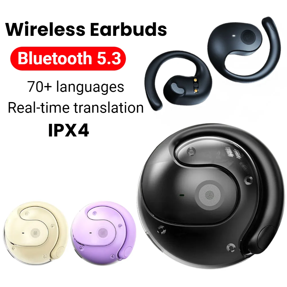 Wireless BT Translation Earbuds Over 70 Languages Language Translator Earbuds Language Translation Device for Travel Business