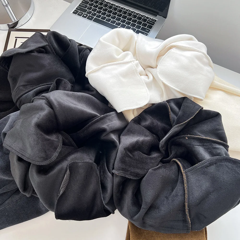 حجم كبير حجم كبير المرأة الخريف الشتاء مستقيم الساق السراويل صوف مبطن بناطيل تدفئة غير رسمية للفتيات الثقيلة XXL XXXL XXXXL