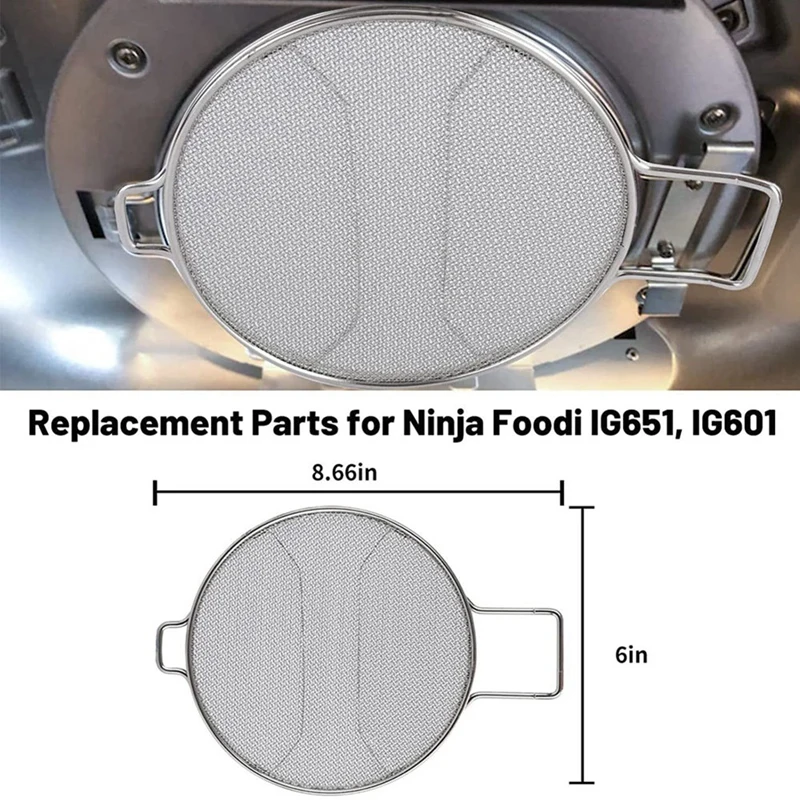 Stainless Steel Splatter Shield For Ninja Foodi IG600 IG601 IG651 Replacement Grill Dishwasher Safe & Reusable