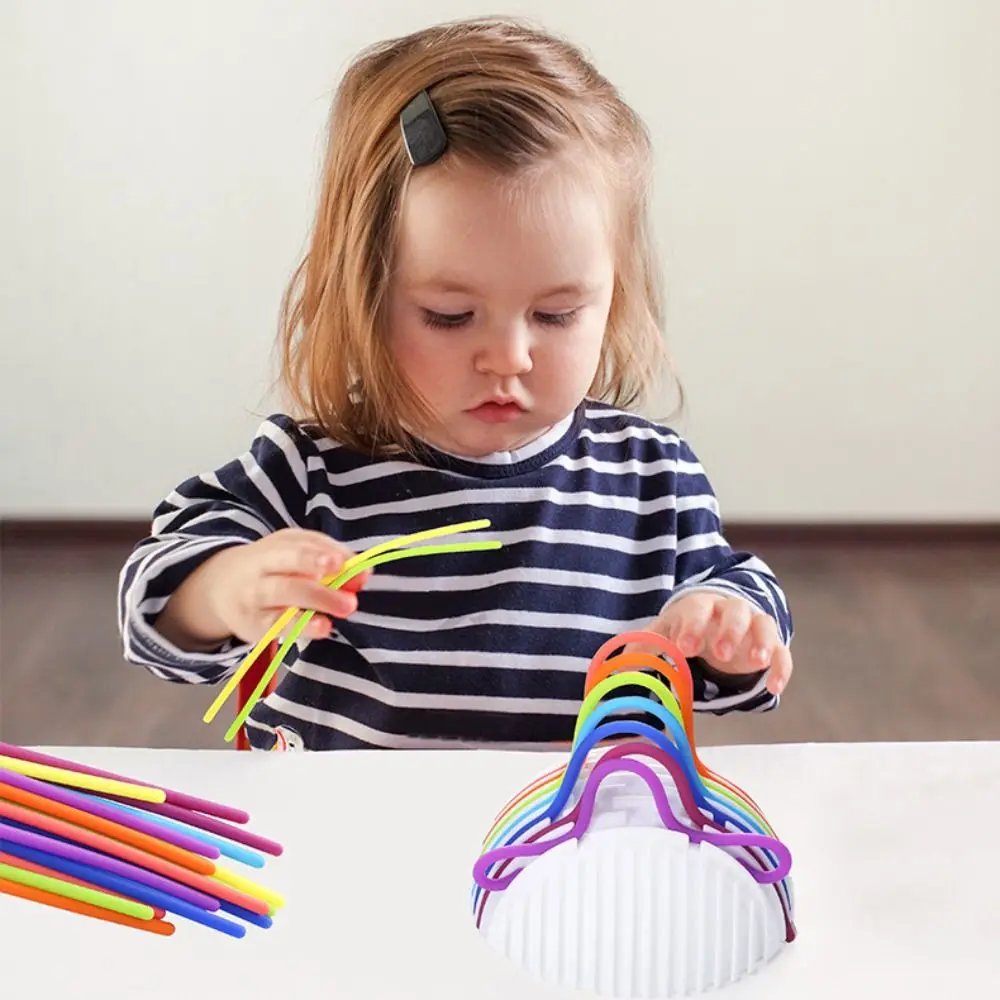 

3D стереоскопический шар Монтессори для сенсорной деятельности, силиконовый материал, поворотная веревка, шар для пальцев, цвет радуги, дизайн «сделай сам»