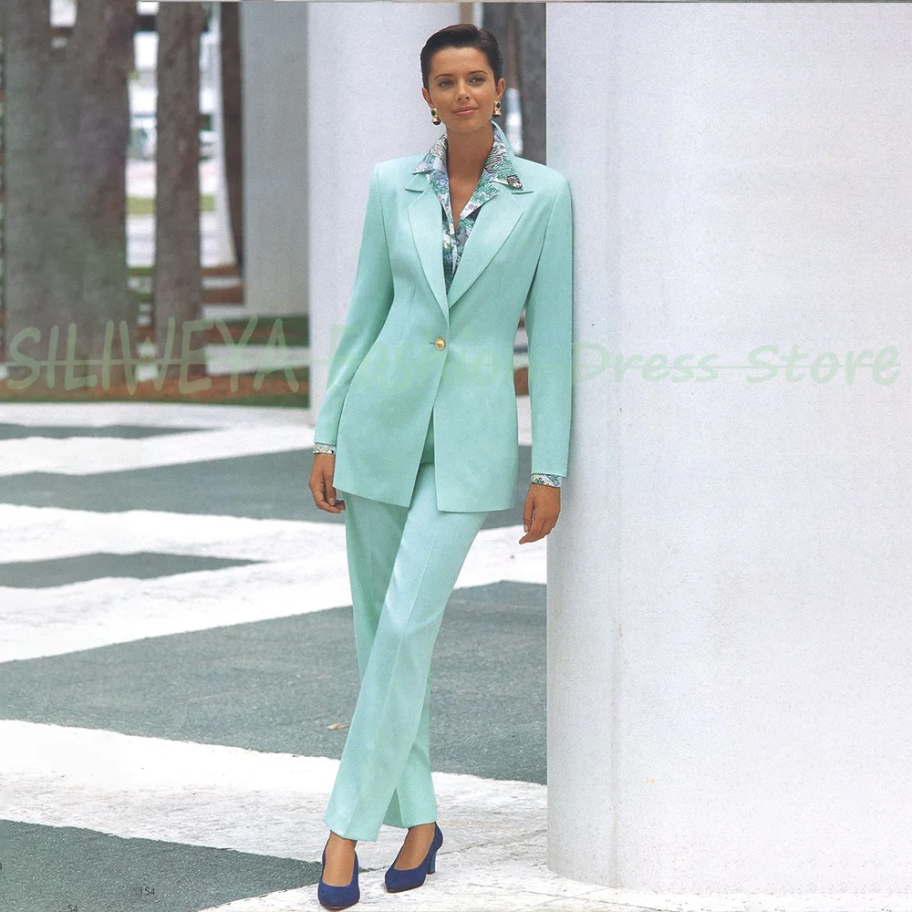 

Elegant Women's 2 Piece Suit Lady Business Casual Office Blazer Set High Quality One Button Jacket Pants Conjuntos De Mujer