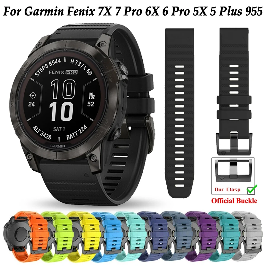 Sport Silicone Strap 22mm 26mm QuickFit Bracelet Watchbands for Garmin Fenix 8 6X 6 pro 7X 7 pro 5 5X plus 955 965 Epix pro 2