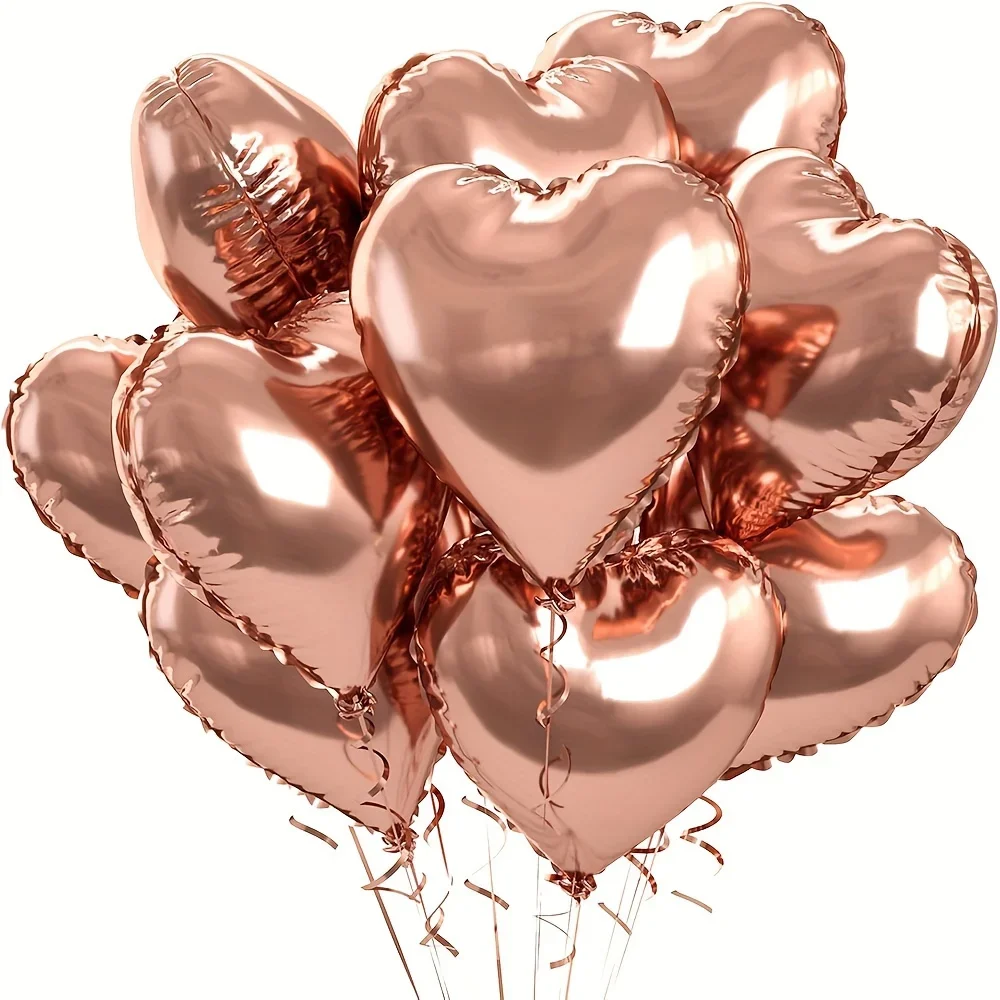 10-teiliges 18-Zoll-Herz-Aluminiumfolien-Luftballons-Set – Dekorationszubehör für Geburtstag, Valentinstag, Hochzeit, Jahrestag, Party