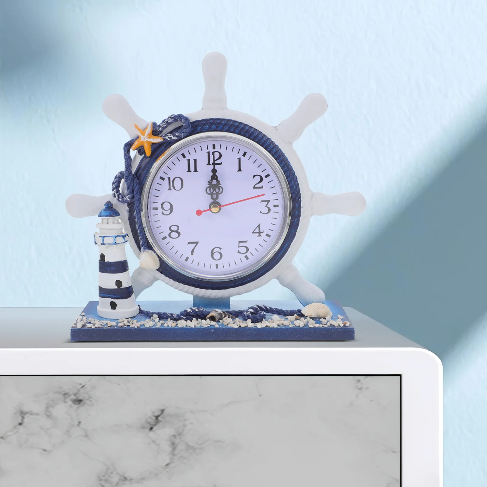 

Lighthouse Clock Nautical Style Silent Household Timepiece Ocean Decorative Desktop Artistic Room Arrangement Living Room Decor