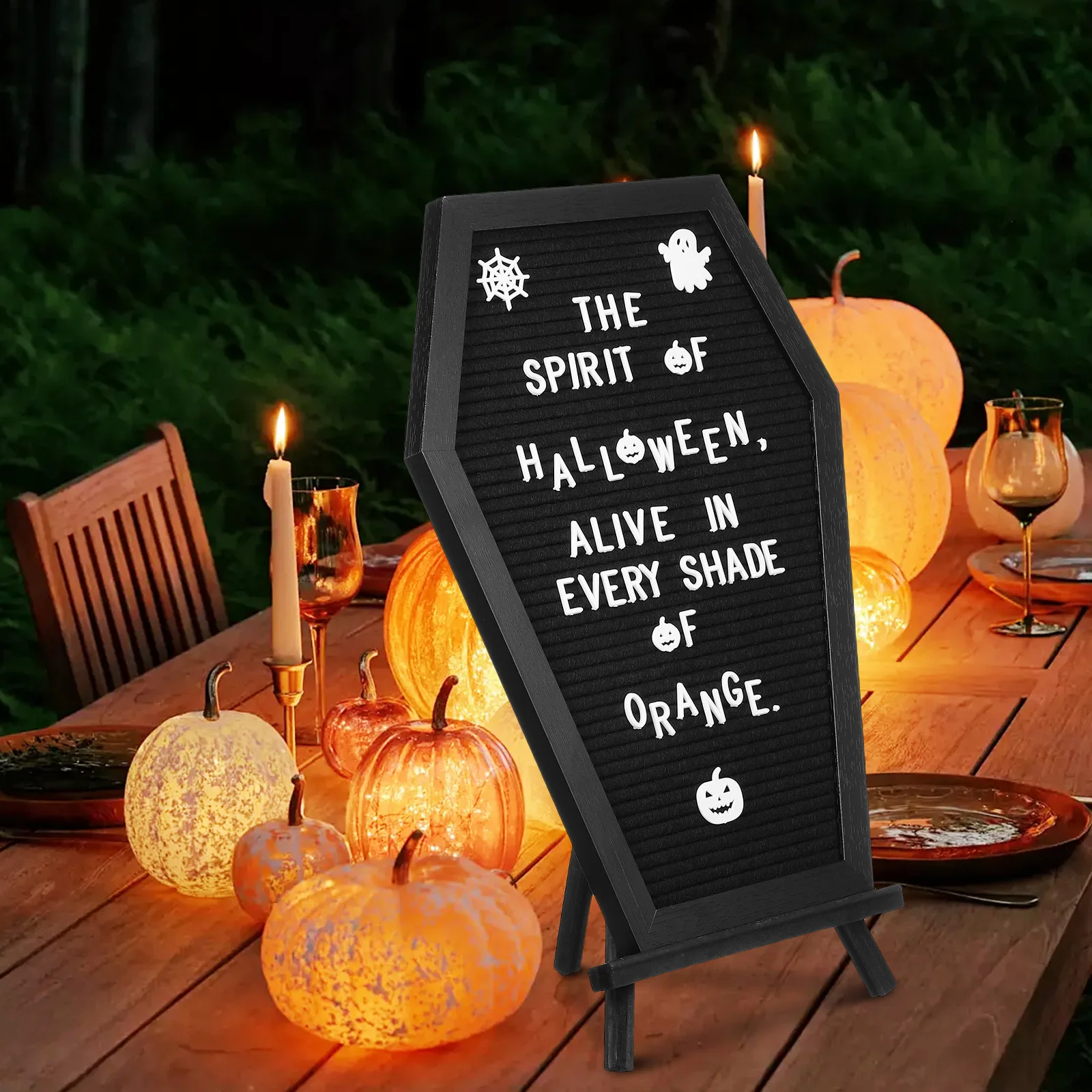 

1Set Wooden Frame Coffin Letter Board Felt Message Board Spooky Halloween Home Office Party Decor Coffin Decor