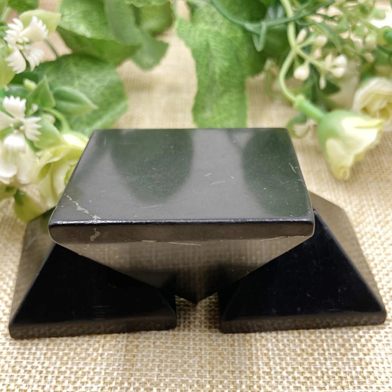 

Natural Shungite Stones Crystals Pyramid Healing Reiki Protection Energy Balancing Root Chakra Purification Stone