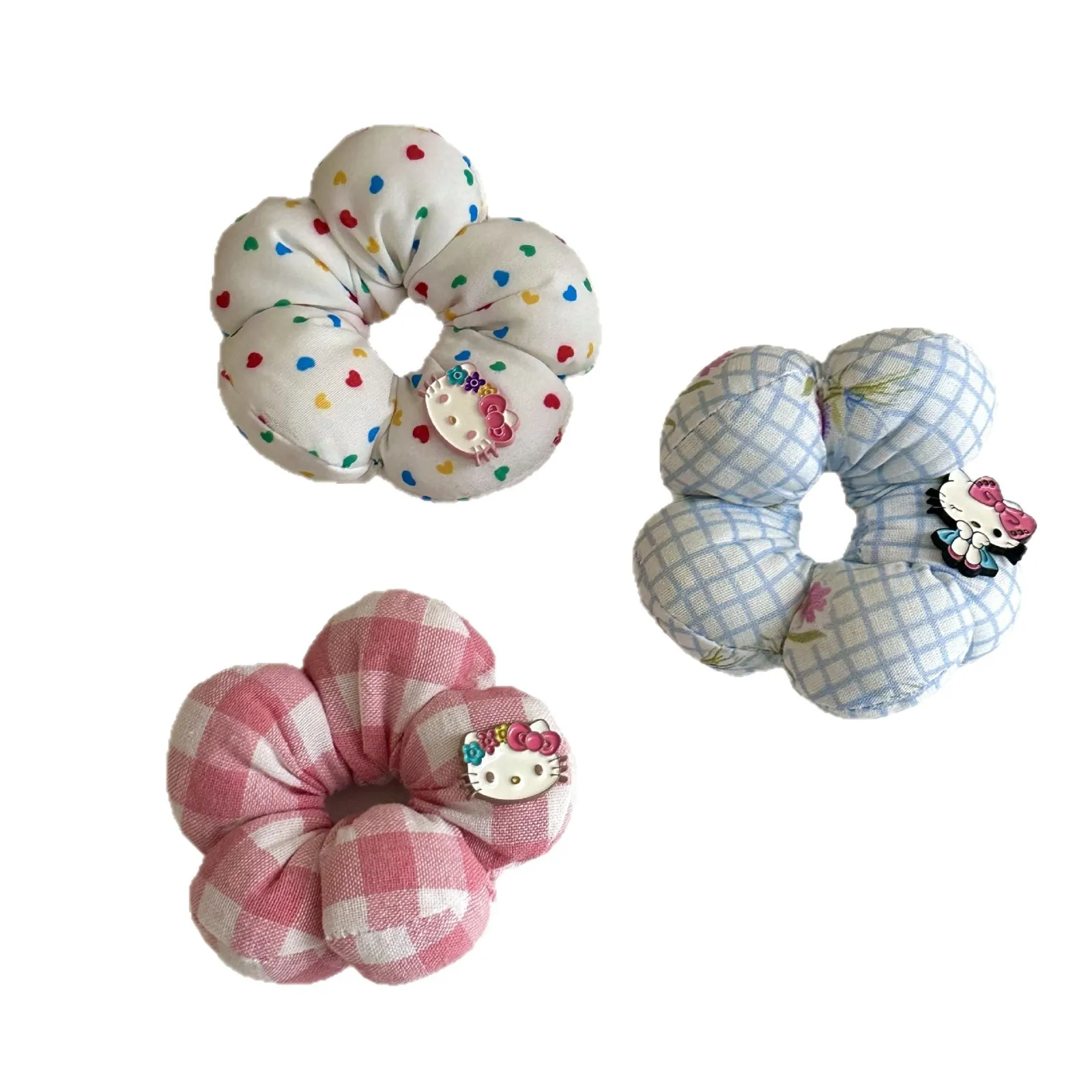 Miniso Высокоточная сладкая маленькая губка с цветком, круг для кишечника, клетчатый круг для волос в горошек, низкий хвост, аксессуары для волос