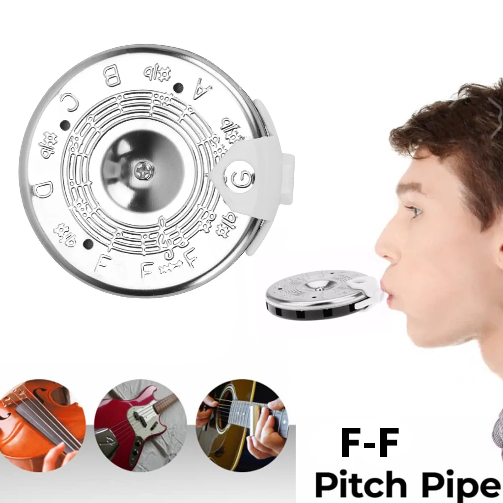 LOOK Pitch Pipe Tuner A Precise 13 Note Chromatic F-F Scale Durable Chrome Plated Pipes With Sliding Note Selector For Vocalist