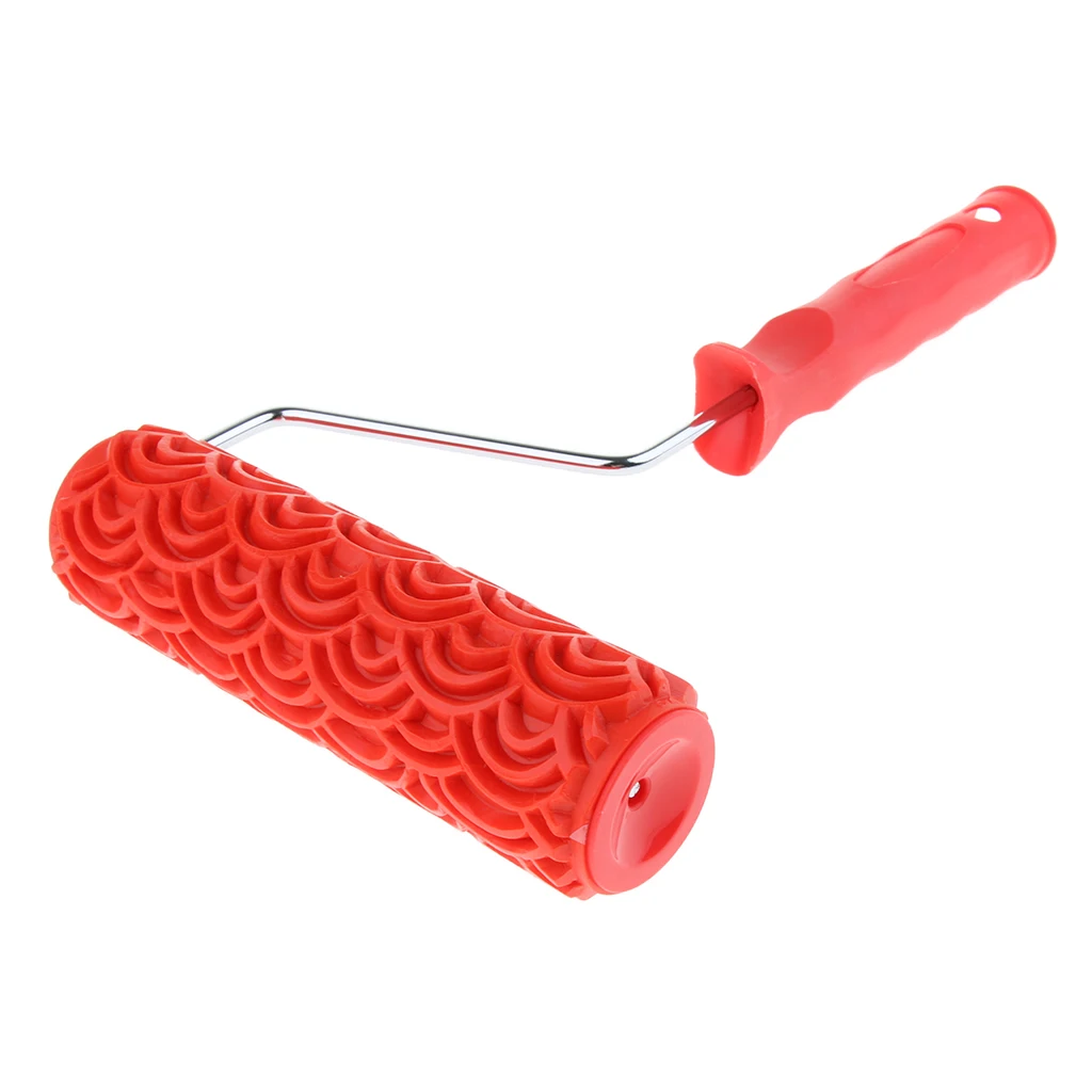 7"INCH Embossed Scale Grain Pattern Painting Roller With Handle Wall Decor