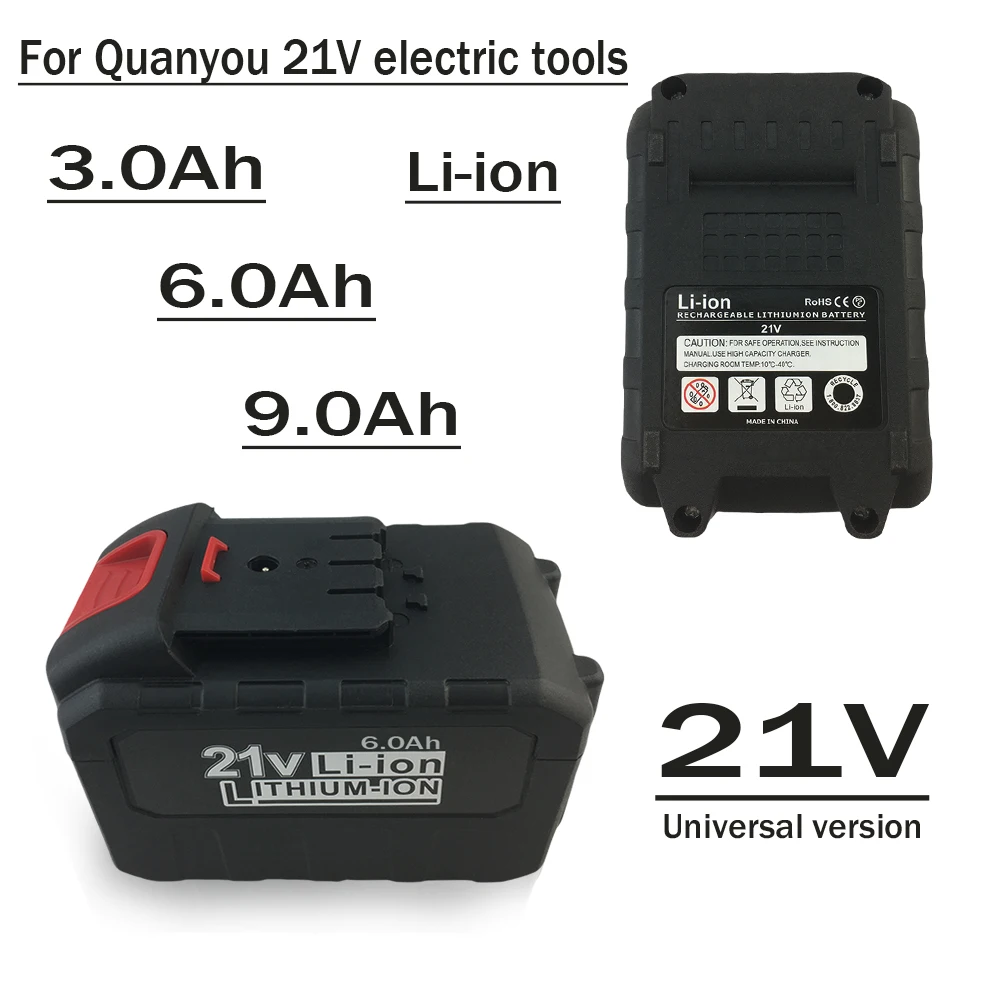 

21V 3Ah\6Ah\9Ah 18650 Lithium battery,Suitable For Quanyou Electric tools Such as Drills, Chainsaws, and grinders.